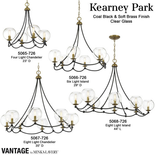 Vantage Kearney Park 3 Light 23 inch Coal and Soft Brass Bath Vanity Wall Light